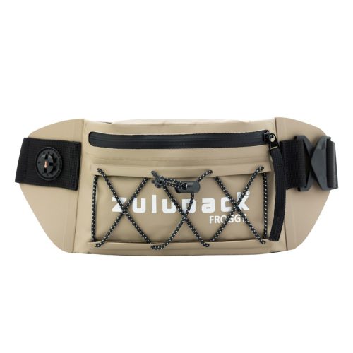 Graue wasserdichte Bauchtasche 0,5 L – IP67, kompakt & robust, für Strand, Wandern & Radfahren – Zulupack® Froggy